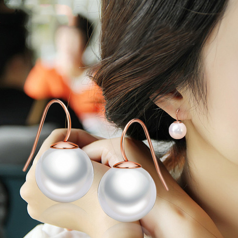 925 silver Korean fashion elegant earrings female sweet candy color pearl earrings simple wild ear jewelry