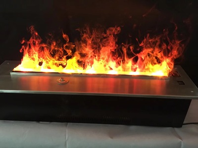 廠家定制嵌入式黑钛白鋼面壁爐裝飾現代家用3D霧化仿真火焰爐芯