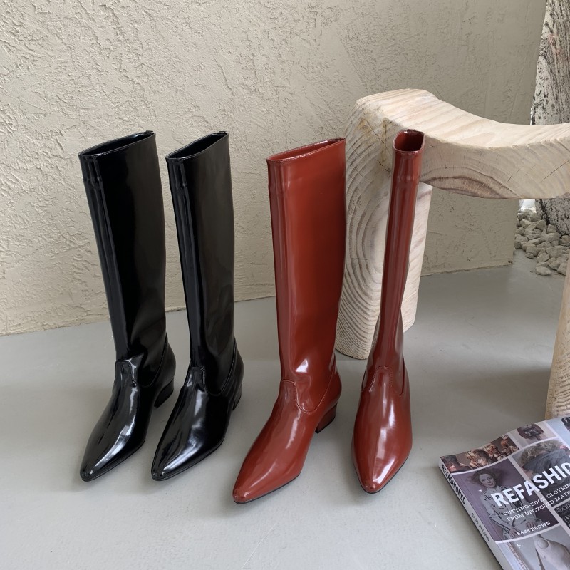 botas altas puntiagudas de tacón medio grueso de moda NSHU35956