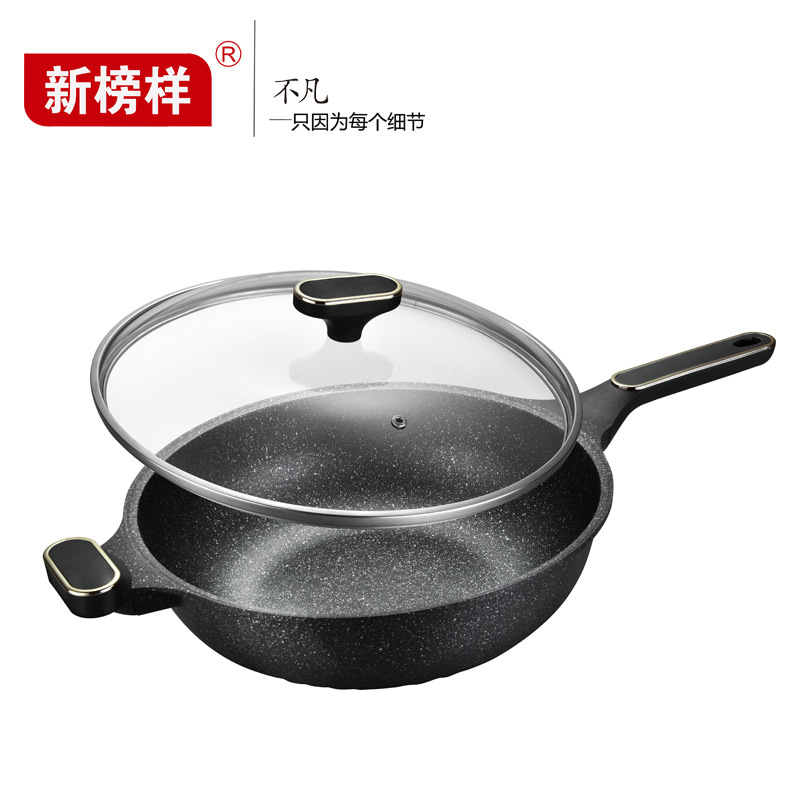 The new model 2020 annuity die-casting Wok 28/30/32CM household gift Lampblack Petty