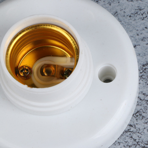 Household round surface-mounted pp plastic E27 screw lamp holder LED Luo mouth flat lamp holder lighting accessories wholesale