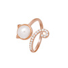 Tide, fashionable retro ring from pearl, simple and elegant design, on index finger