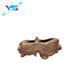 厂家直销北欧电镀金色异形陶瓷碟子首饰戒指收纳瓷果盆银杏叶盘