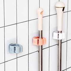 Punch-Free Mop Clip Holder, Strong Adhesive Hooks, Mop Rack, Broom Hanger—Stain-Free Design