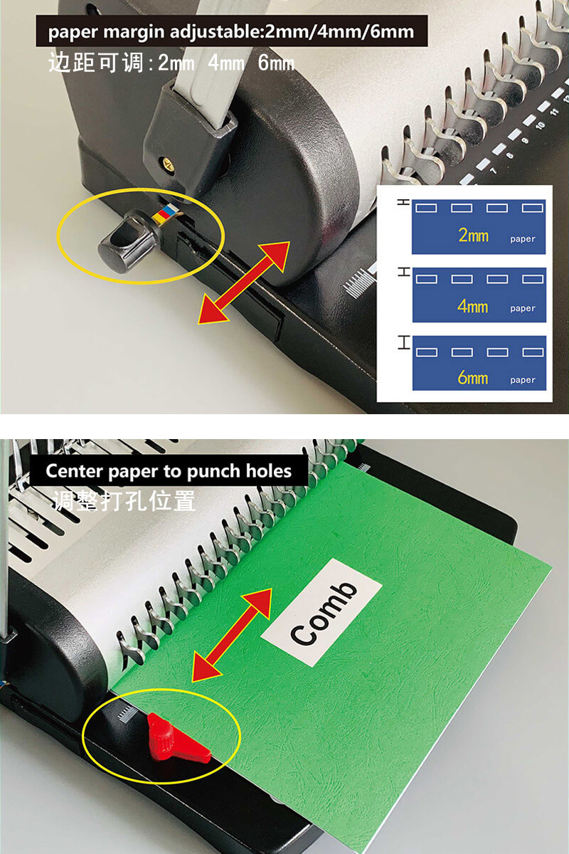 U616胶圈打孔装订机A4办公文本打孔装订机活页台历手动打孔装订机详情图3