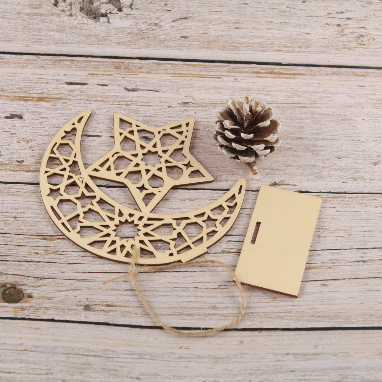 开斋节日装饰品激光切割 木质DIY月亮星星家居装饰工艺品摆件批发|ru