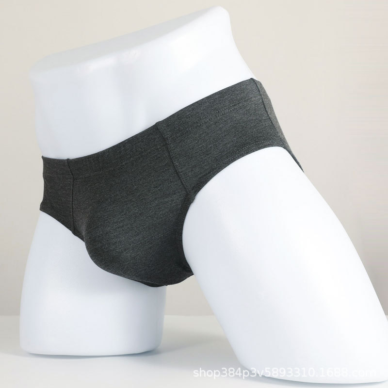 Men's briefs modal breathable solid color low waist double U convex sexy plus size high fork cross-border for hair