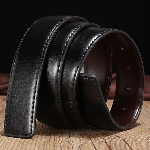 Belt strap without buckle, smooth cowhide flat buckle waistband, no head pin buckle, belt body, men's plate mouth waistband, one piece for sale