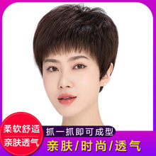 假发女短发真发女士中老年人妈妈假发套全头套式真人发丝全真自然