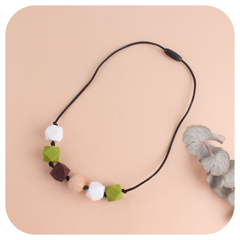 Comercio exterior Amazon collar nuevo bebé molar silicona octogonal mordedor collar masticable colgante mordedor palo