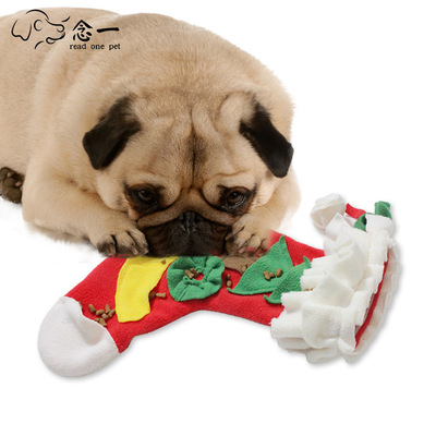 厂家直供新款宠物圣诞袜子可嗅闻玩具 狗狗猫咪嗅闻垫子一件代发