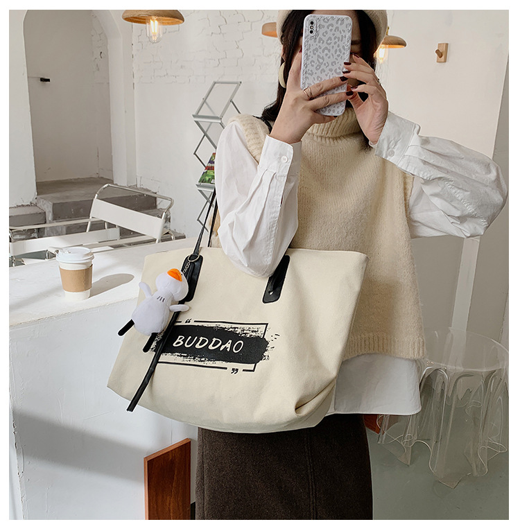 Women's Fashion Letter Canvas Shopping Bags display picture 4