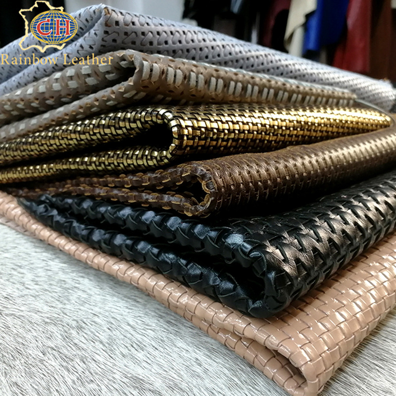手工编织皮革 真牛皮羊皮编织革多种风格 鞋子包包皮料