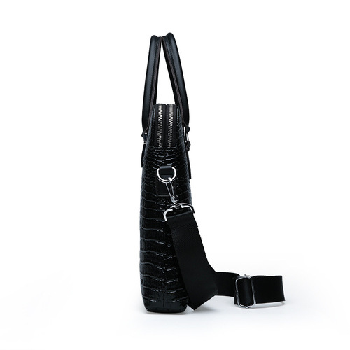 Bags New Double Pull Men's Handbag Fashion Crocodile Pattern One Shoulder Diagonal Briefcase Business Computer Bag Leather Bag