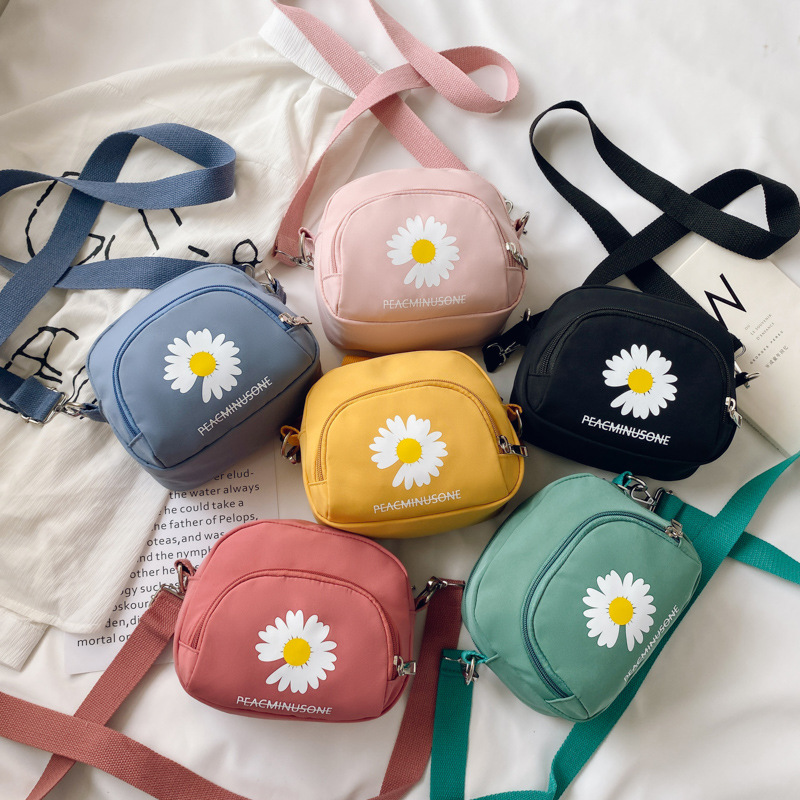 網紅個性蹦迪包2020夏季新款小雛菊帆布手機包女士單肩斜跨小包包