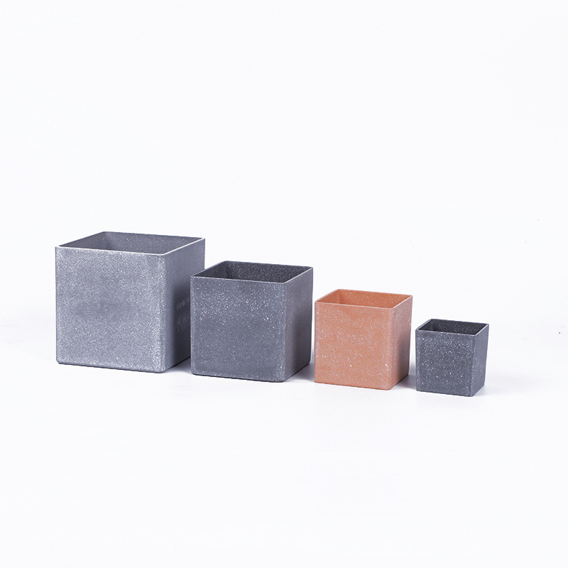 Wholesale of creative flower POTS, floor-standing vases, potted plant decorations, simple square melamine flower POTS for shopping malls and hotels detail image 2