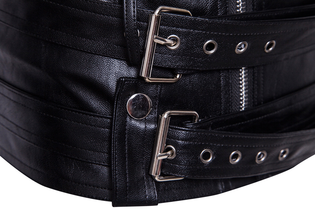 Tamaño europeo moda punk hombres chaqueta de cuero Cali cuero motocicleta chaqueta de cuero delgada Harley chaqueta de cuero D101