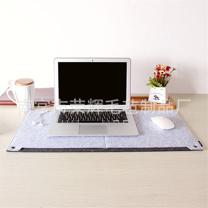 收纳彩简约双层双色毛毡桌垫电脑桌垫柔软毛毡办公桌面垫整理桌垫