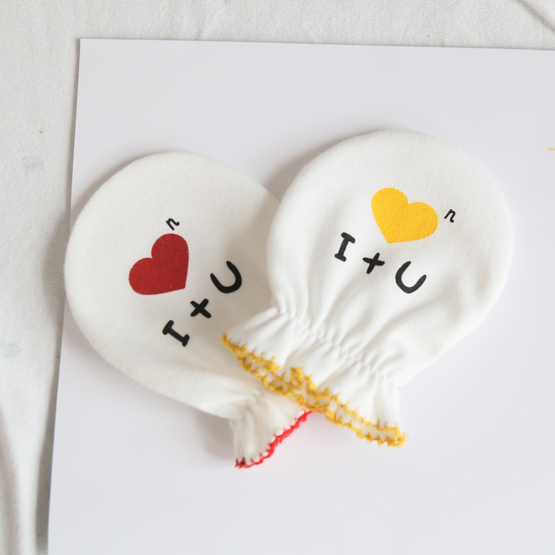 婴儿防抓手套0-6个月纯棉高弹透气可撕咬无荧光剂 新生儿防护用品