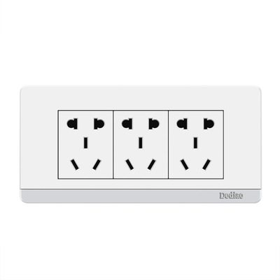 118型大板白开关插座 三位小五孔电源插座 九孔插座三位10孔电脑|ms