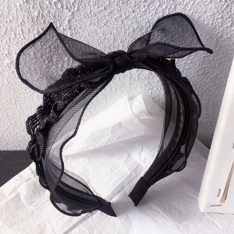 New Retro Fungus Blanking Organza Rabbit Ears Simple Hair Hoop Suppliers China display picture 5