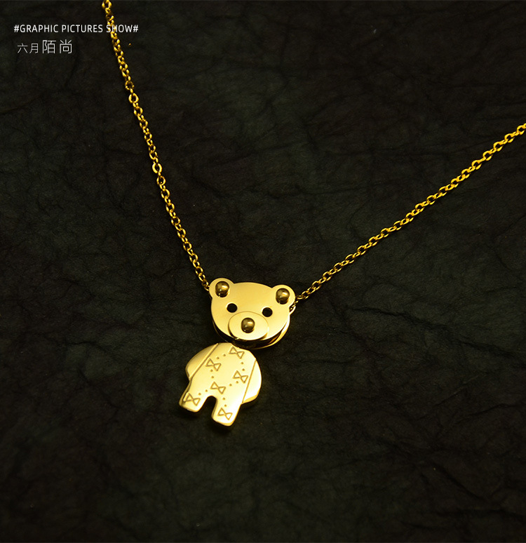 Simple Bear Stainless Steel Material Plated Necklace display picture 6