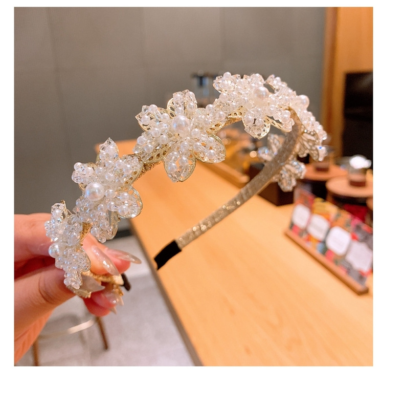 Korean Original Handmade Rice Grain Pearl Crystal Mix  Match Bright Flower Headband  Wholesale Nihaojewelry display picture 13