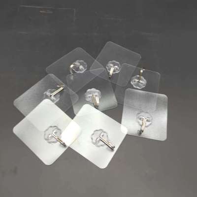 批发7.5*8.5厘米透明强力不干胶无痕粘钩办公家居实用水晶粘钩|ms