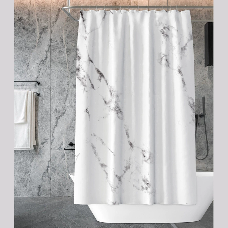 Scandinavian marble waterproof curtain, cloth, 3D digital printing service, simple cut, polyester, (Cross-border trading)