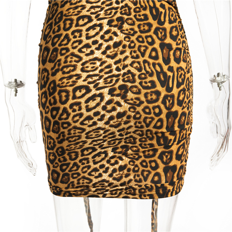 Sexy Low-Cut Square Collar Leopard Print Dress NSAG4686