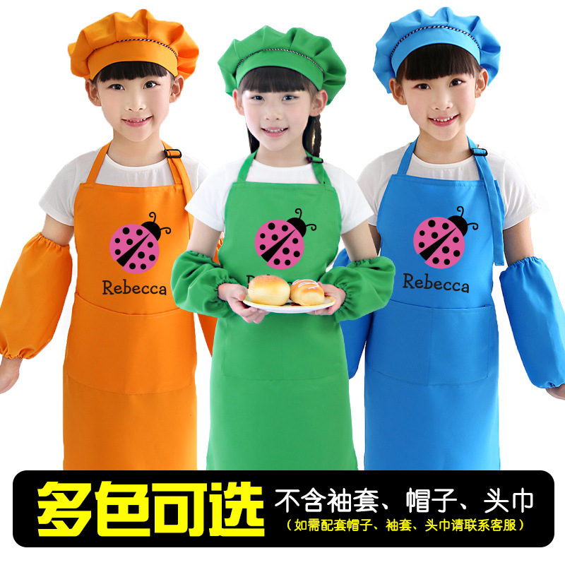 Pintura DE LOS NIÑOS mono anti-incrustante sin mangas medio y grandes niños hechos a mano para hornear jardín de infantes pintura delantal de los niños logotipo personalizado