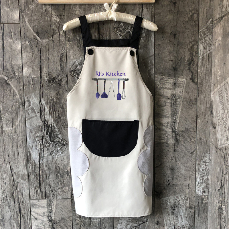 Delantal de impresión de logotipo impreso trabajo camarero moda coreana femenina cocina limpieza borrable delantal de mano