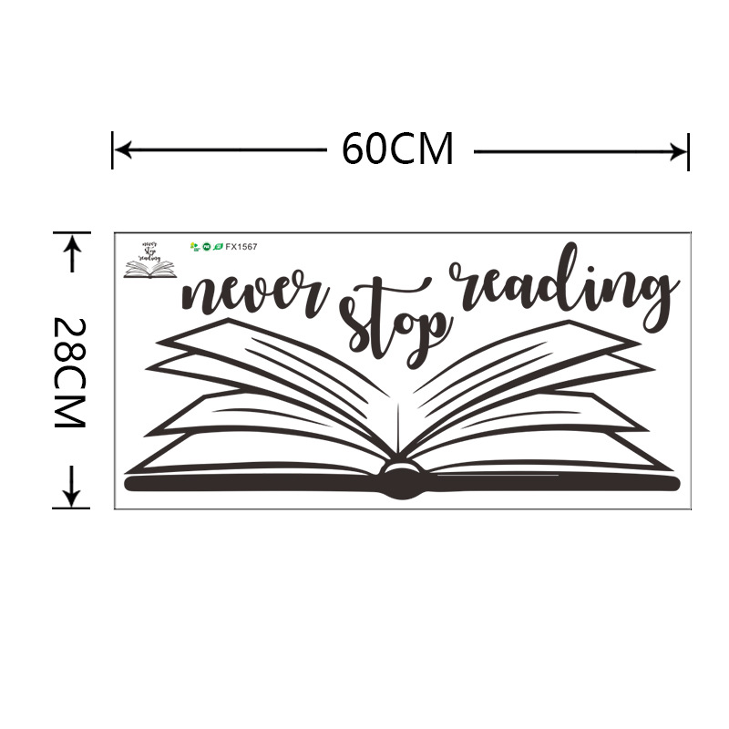 Slogan Anglais Ne Cesse De Lire Stickers Muraux display picture 1