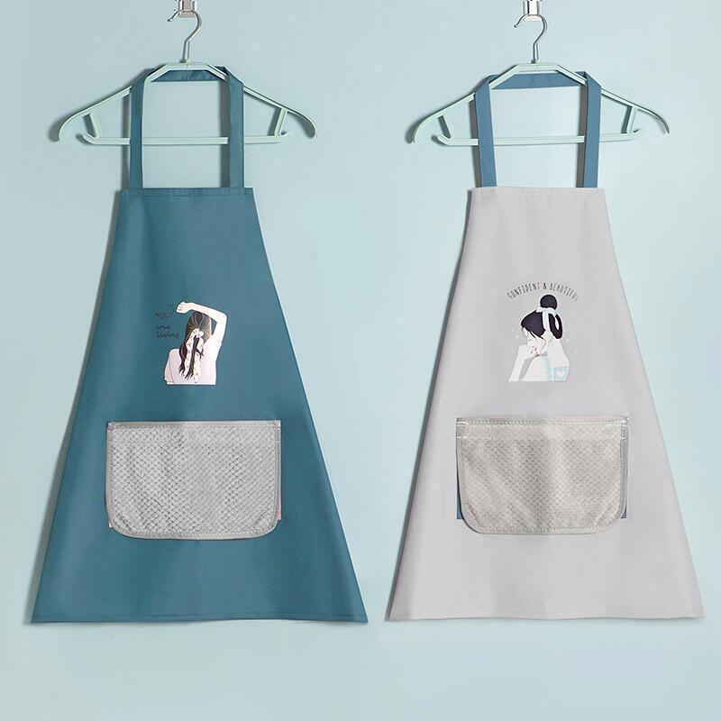 围裙家用厨房防水防油韩版时尚薄款夏天超薄可擦手做饭工作服罩衣|ms