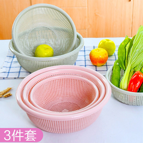 New Plain Vegetable and Fruit Basket Nordic Color Plastic Drain Basket Multifunctional Kitchen Living Room Drain Pan Factory Wholesale