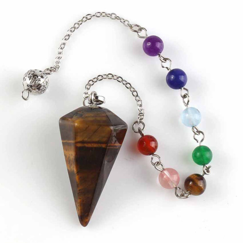 2pcs 7 Chakra Reiki yoga Meditation Stone necklaces Jewelry Pendulum Pendant Necklace Pendulum Hexagonal Unisex healing Jewelry