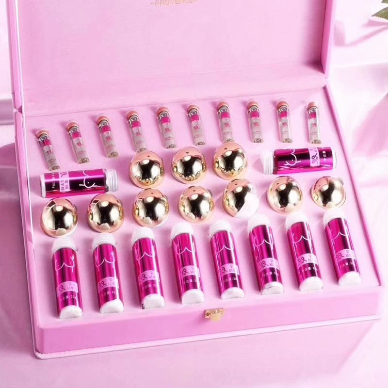 粉红丝带一秒双D美容院套盒 乳腺疏通丰满坚挺胸部套盒按摩精华油|ru