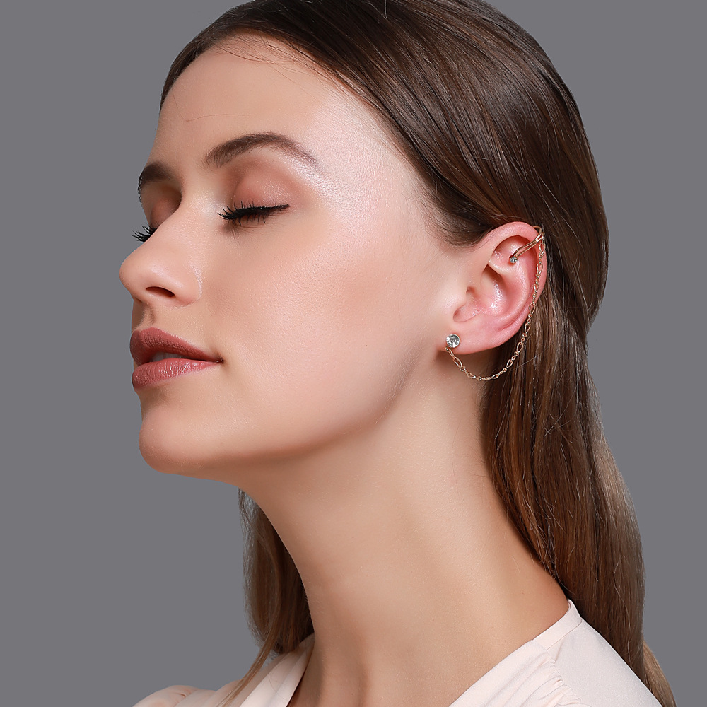 New Earrings Personality Simple Earrings Ear Clip Integrated Earrings Long Earrings Wholesale Nihaojewelry display picture 5