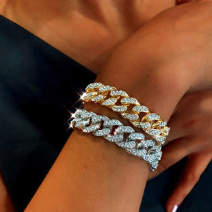 41g Weight Zircon Inlay Material Bracelets Classification Anniversary, Business, Travel Occasion Alloy Material Geometric Pattern Unisex Gender Diamond Design Fashion Style White, Gold Color Fashion Geometric Zircon Alloy Chain & Link Bracelets Wholesale 1