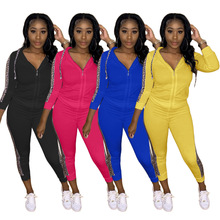 YM-8583长袖加厚卫衣口袋长裤休闲两件套亚马逊爆款Ebay秋冬热卖