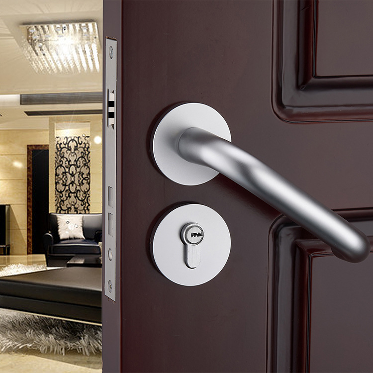Cerradura de la puerta de estilo europeo dormitorio Mute plata dividida puerta de madera maciza manija de la habitación cerradura de la puerta interior cerradura de la puerta al por mayor cerradura