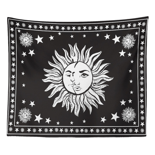 亚马逊家居挂毯挂布黑白太阳骷髅头海浪壁毯背景布沙发挂画装饰
