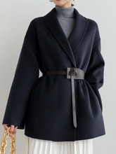双面羊绒大衣女中长款2020冬季新款黑色显瘦小个子斗篷型毛呢外套