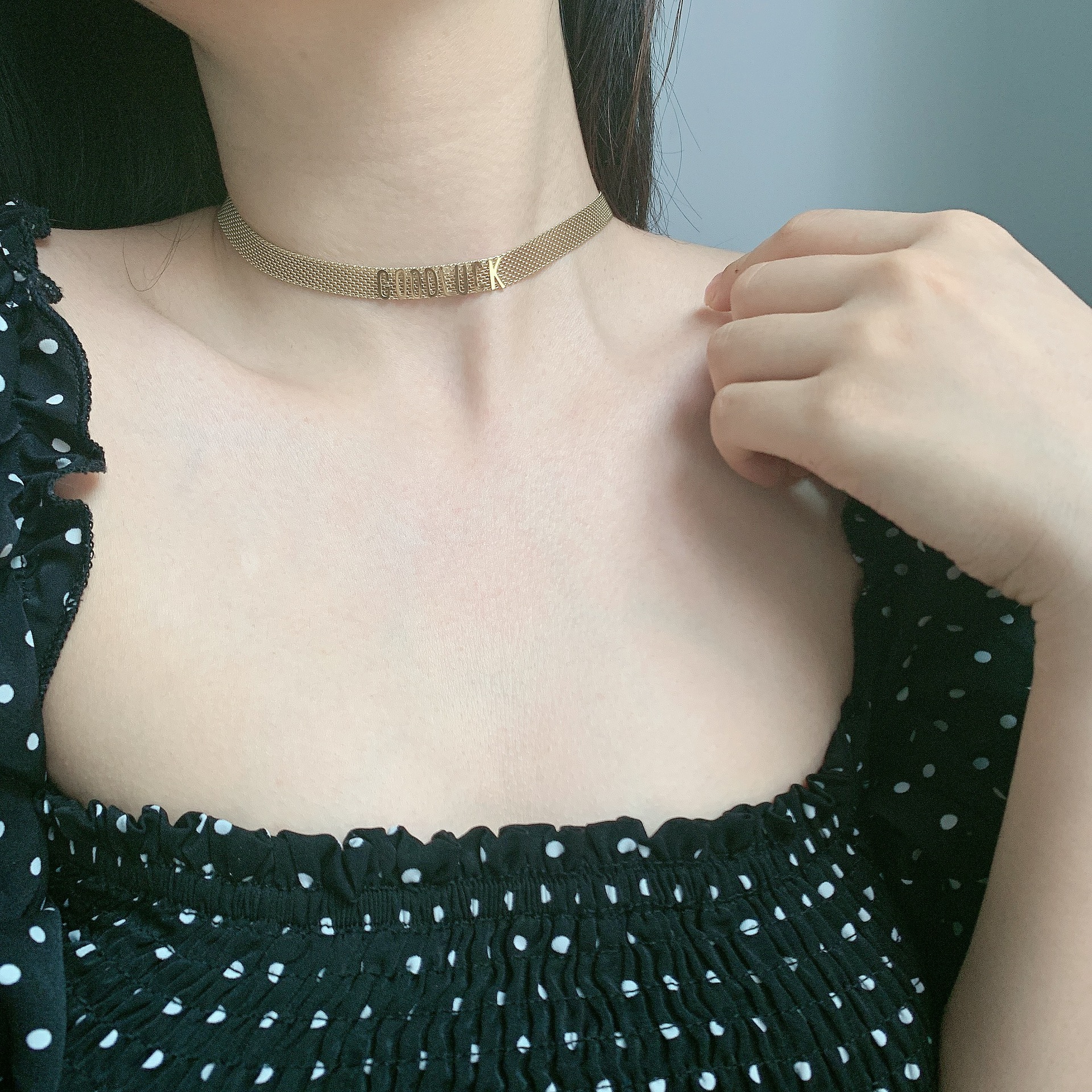 Sexy Wide Titanium Steel Short Necklace Chocker Neckband For Women Wholesale display picture 5