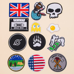 新款時尚電腦刺繡花補丁貼布貼羽絨衣服裝飾章子標貼花速賣通貨源