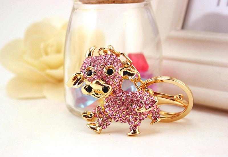 40g Weight Alloy, Metal Material Constellation Pattern Unisex Gender White, Pink, Blue Color  Korean Cute Fashion Little Cow Keychain 7