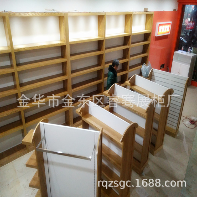 金华孝顺镇童装展示柜 木纹色眼镜柜 旋转展示柜 香烟柜厂家定制