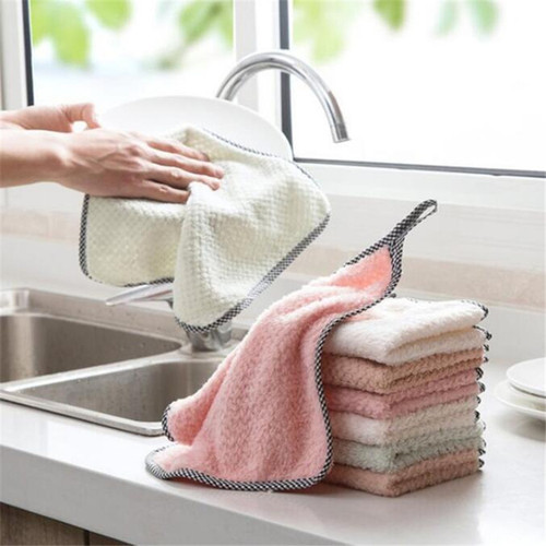 Coral velvet hanging pineapple grid lint-free rag absorbent dishcloth kitchen scouring pad to wipe table and dishes