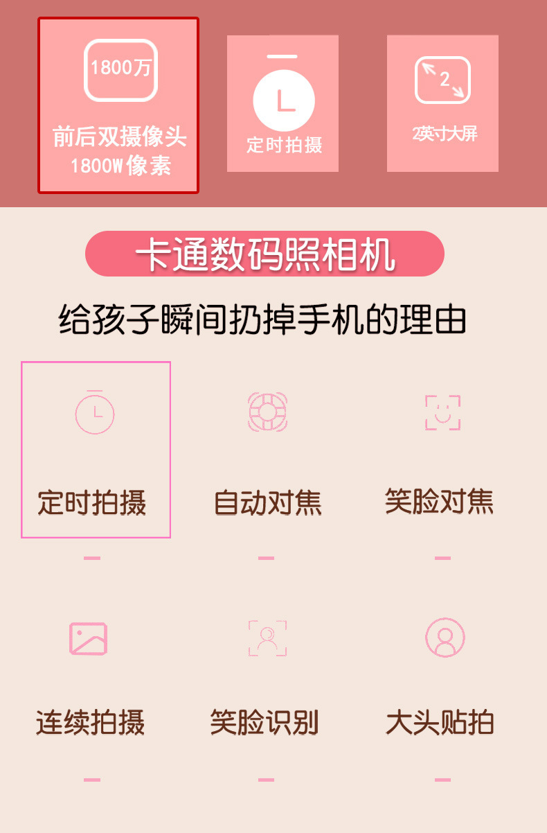 D6前后1800W可自拍小单反双摄玩具照相机礼品mini相机详情图2