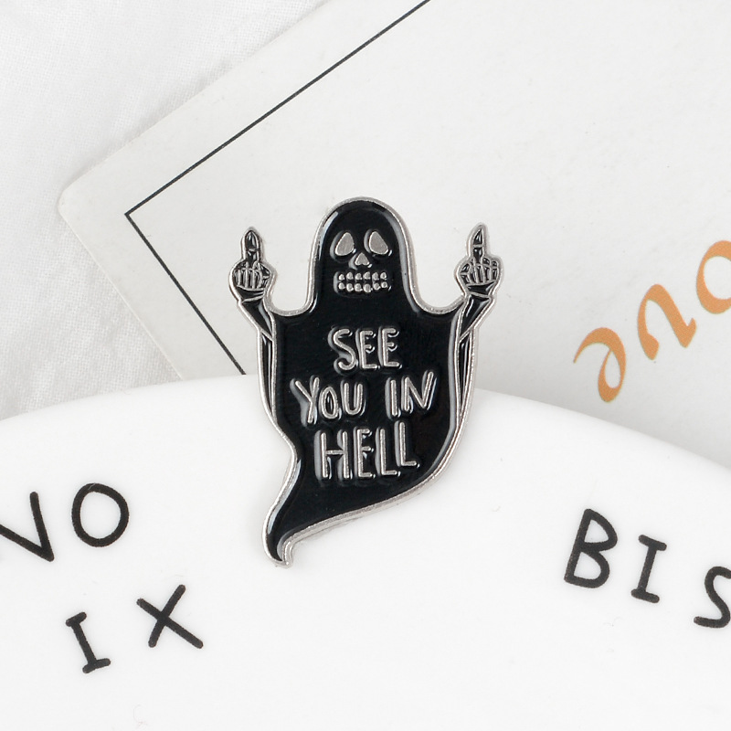 Unisex Gender Stoving Varnish Design Original Design Pin Ghost Alloy Stoving Varnish Unisex Brooches